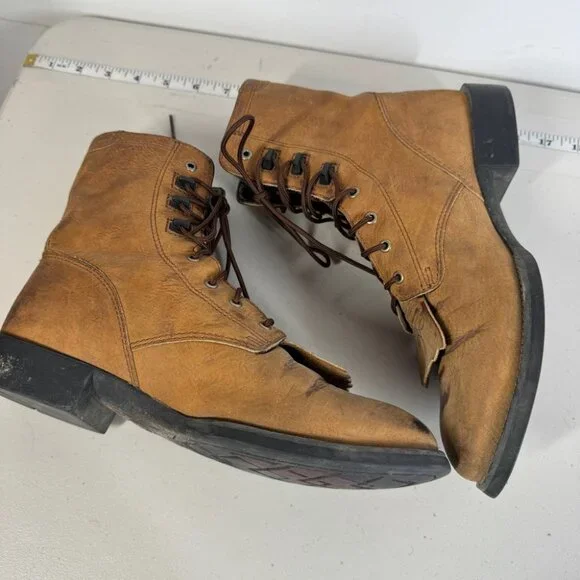 Ariat Brown Leather Lace Up Boots Size 8B Fringe Kiltie Western Cowgirl Rodeo